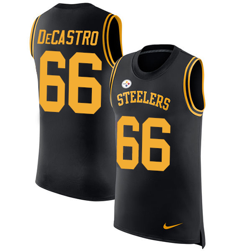 Nike Steelers #66 David DeCastro Black Team Color Men's Stitched NFL Limited Rush Tank Top Jersey - Click Image to Close